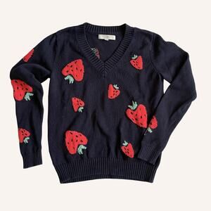 Strawberry sweater, navy blue, LOFT Size M